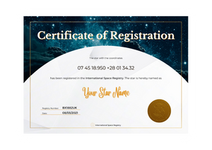 Star Naming Certificate Mystic Clouds